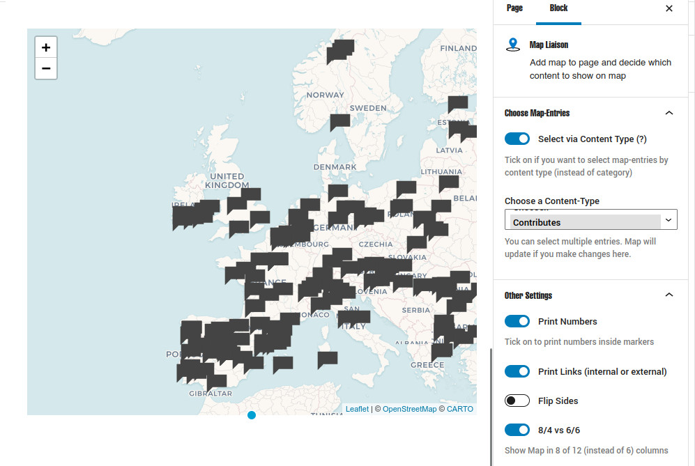 an gui for managing the display of maps in wordpress